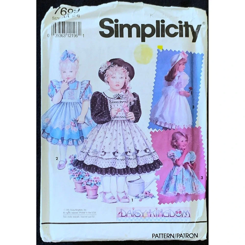 9 DAISY KINGDOM 90s Sew Patterns 6m-8y Girls Big Party Dresses Pinafores Most UC